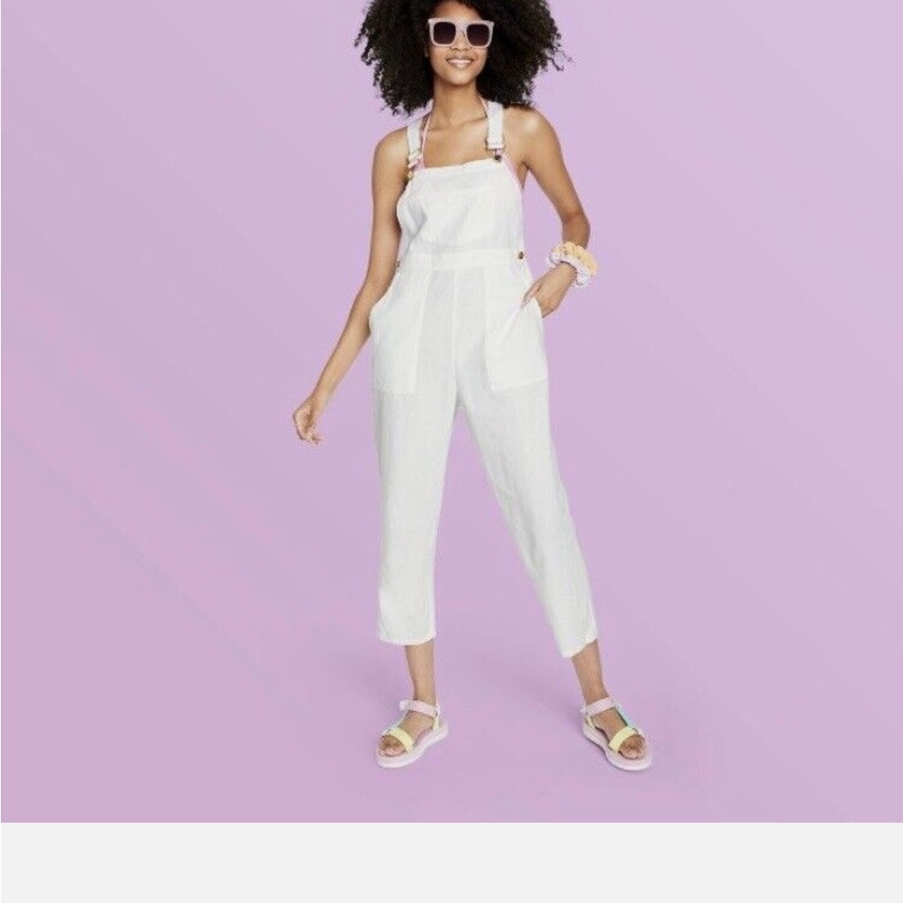 Stoney Clover Lane Elegant White Jumpsuit with Tapered Legs and Spaghetti Straps